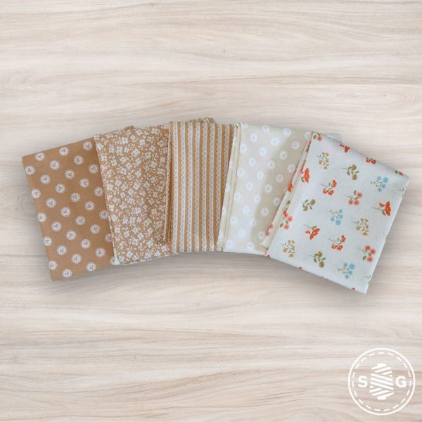 Dainty Meadow Custom Fat Quarter Almond Porcelain Colorway Bundle by Heather Briggs of My Sew Quilty Life | Curated Bundle 5 FQs Hot on Sale