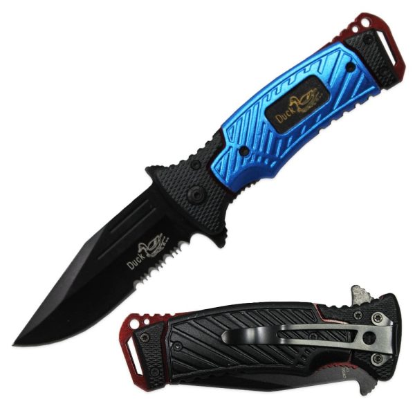 DK 0033-BL 4.5  Blue Assist-Open Tactical Handle Duck USA Folding Knife For Sale